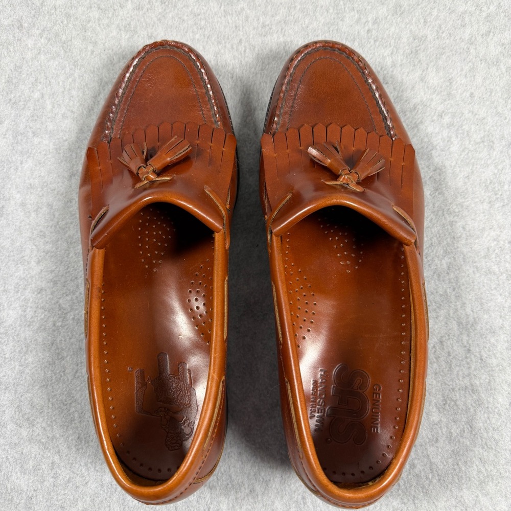 SAS Tassel Loafers Womens 9W Mens 7.5 Brown Leather Kiltie Handsewn Made in USA - Picture 7 of 8